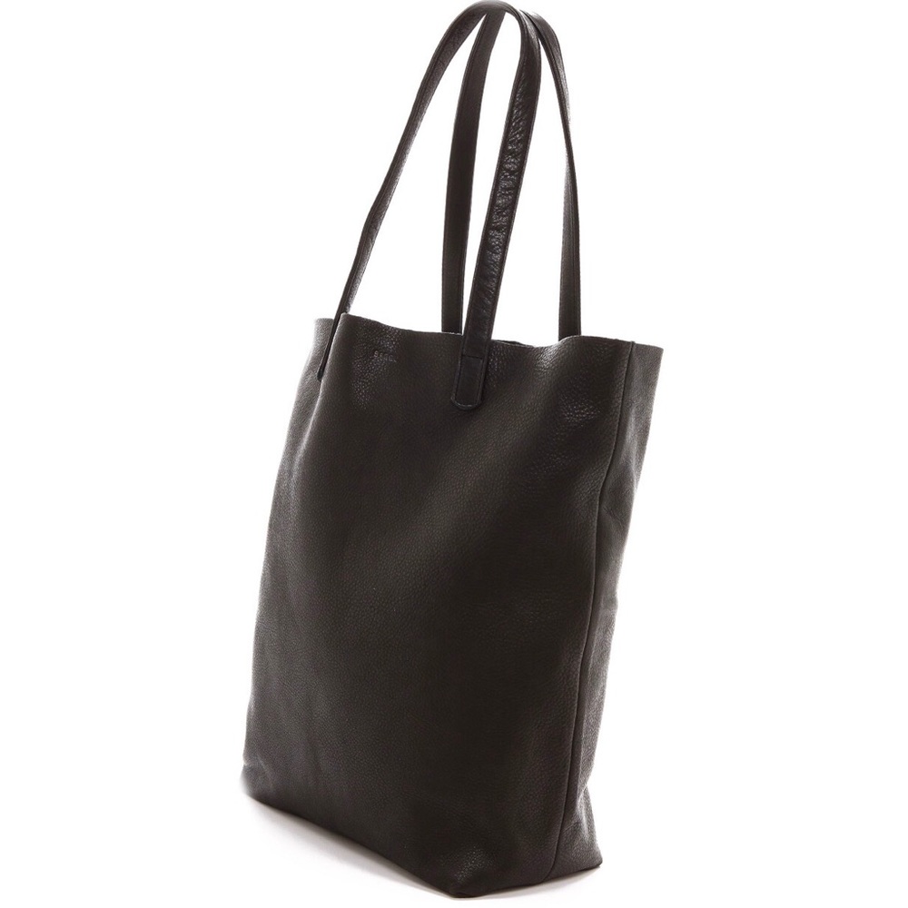 Baggu black basic leather tote bag